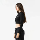 APRILE CROP TOP POLO WOMEN BLACK