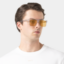 MSS2408-C15-56 ADUR SUNGLASSES MEN TANSPARENT CLEAR SHINY GOLD BROWN WITH GOLD MIRROW