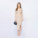 SOSIE KNITTED CROP TOP WOMEN WARM TAUPE